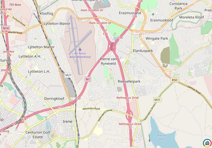 Map location of Pierre van Ryneveld